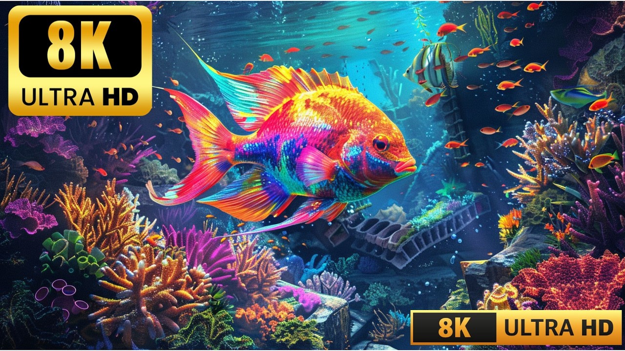8K Ultra HD Aquarium Journey 🌊🐠🫧 – Gentle Sea Life in Calm Water | Relax & Sleep Ambience 🌙💤