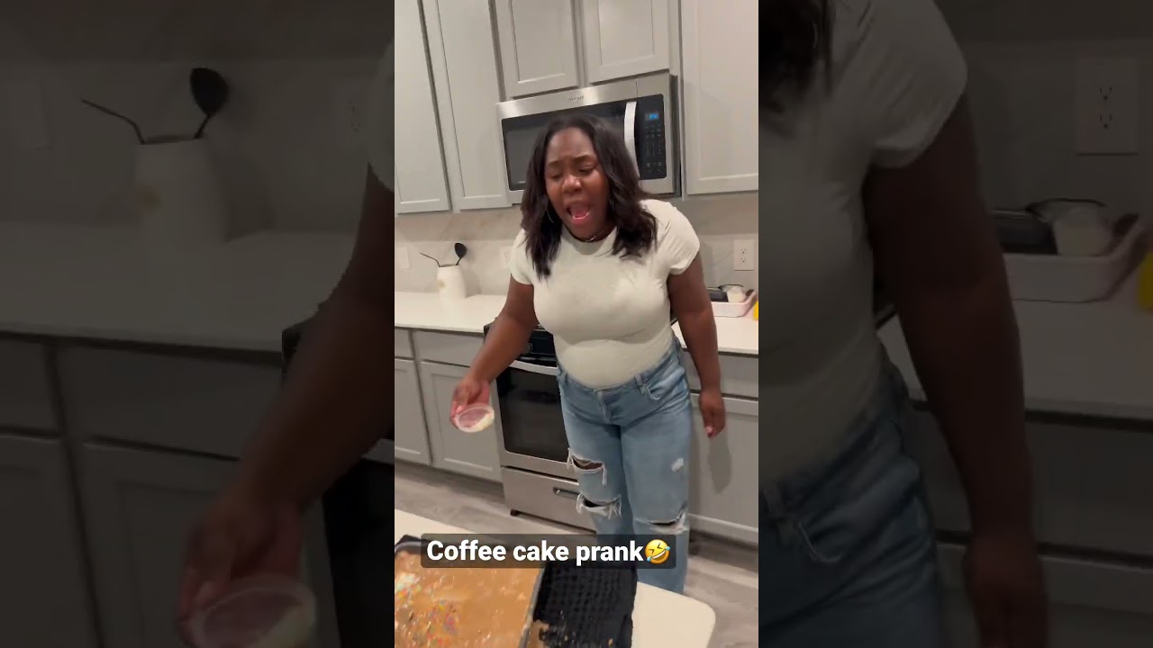 Coffee cake prank on my wife 🤣 #shorts #cakeprank #coffee #fyp #couplegoals #husbandwifecomedy