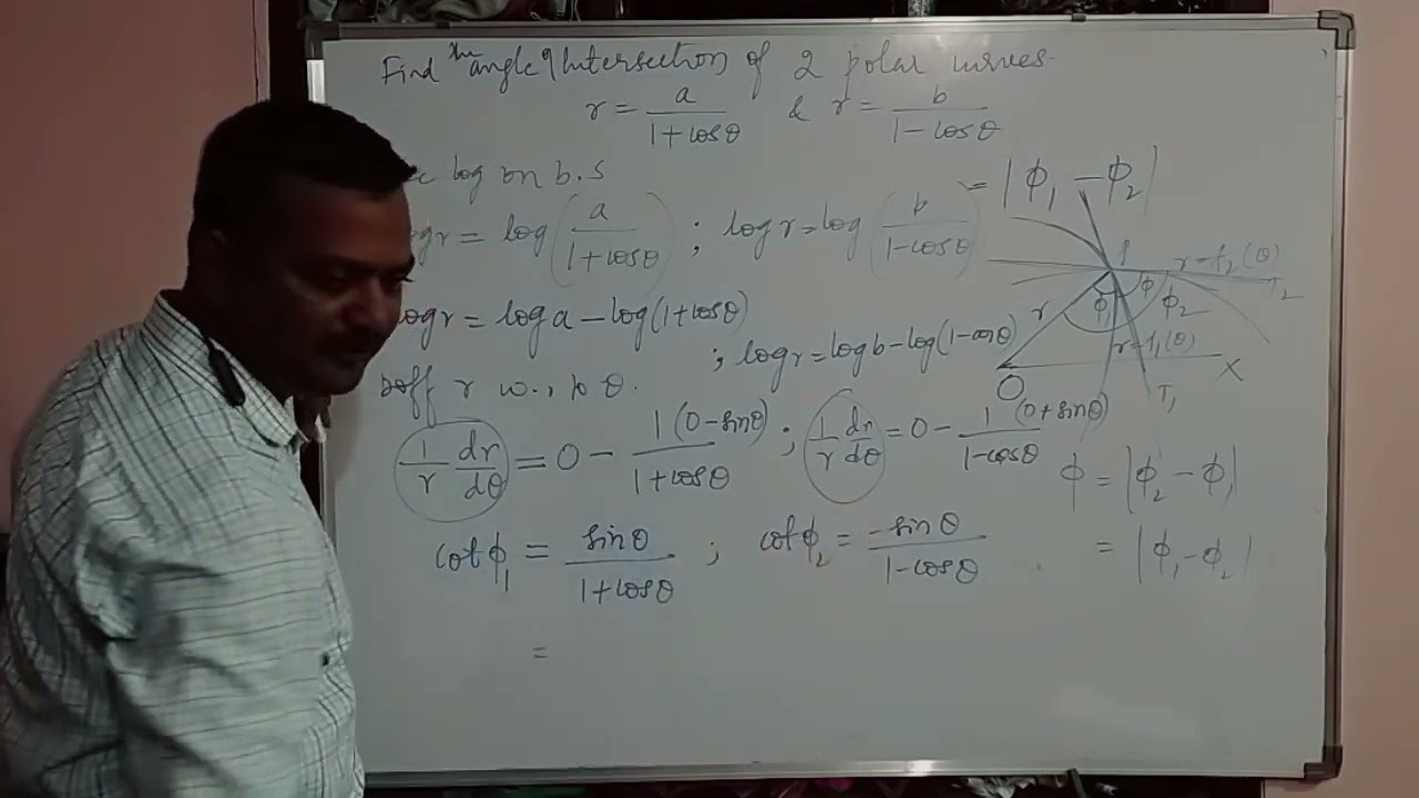 Angle between two Polar curves r=a/[1+cos(theta)]; r=b/[1-cos(theta)]
