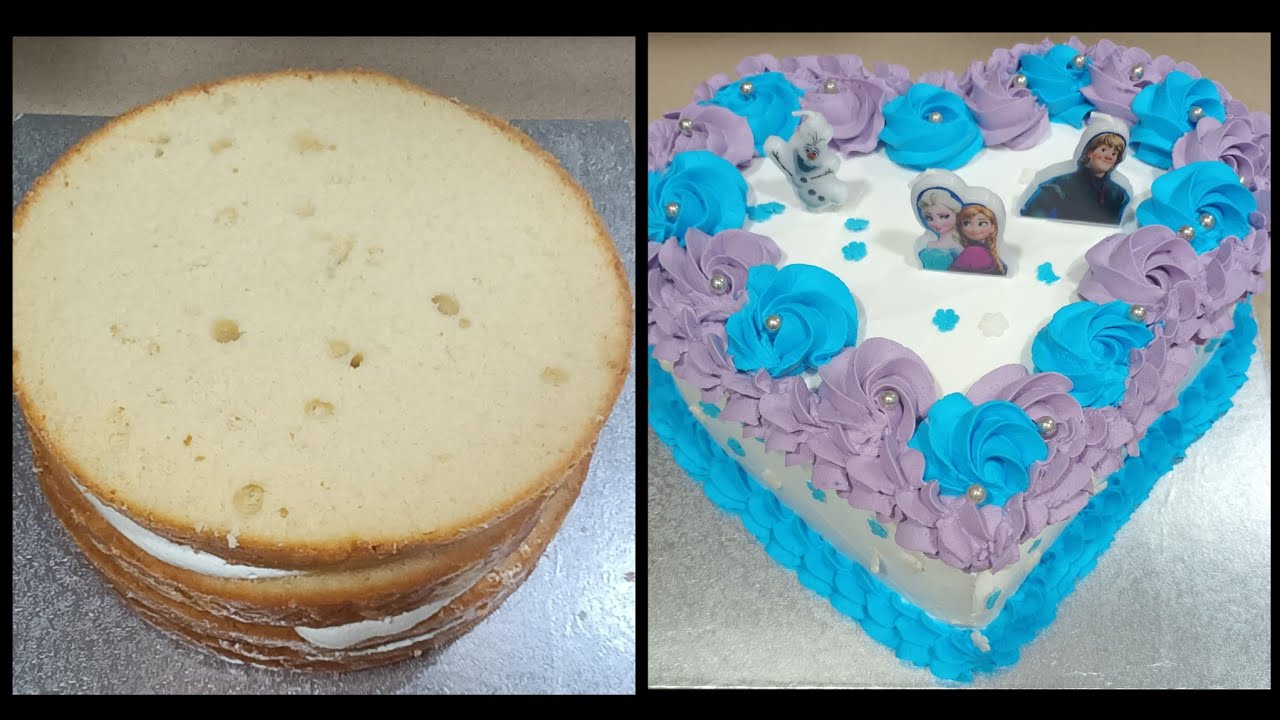 Transforma PASTEL sencillo en PASTEL de diseño| para PRINCIPIANTES #FROZENCAKE| ANNA&ELSA #heartcake