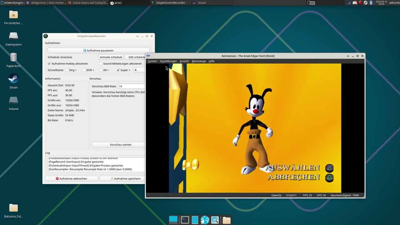 Animaniacs auf PlayStation Emulator getestet unter CachyOS | Retro Gaming auf Linux