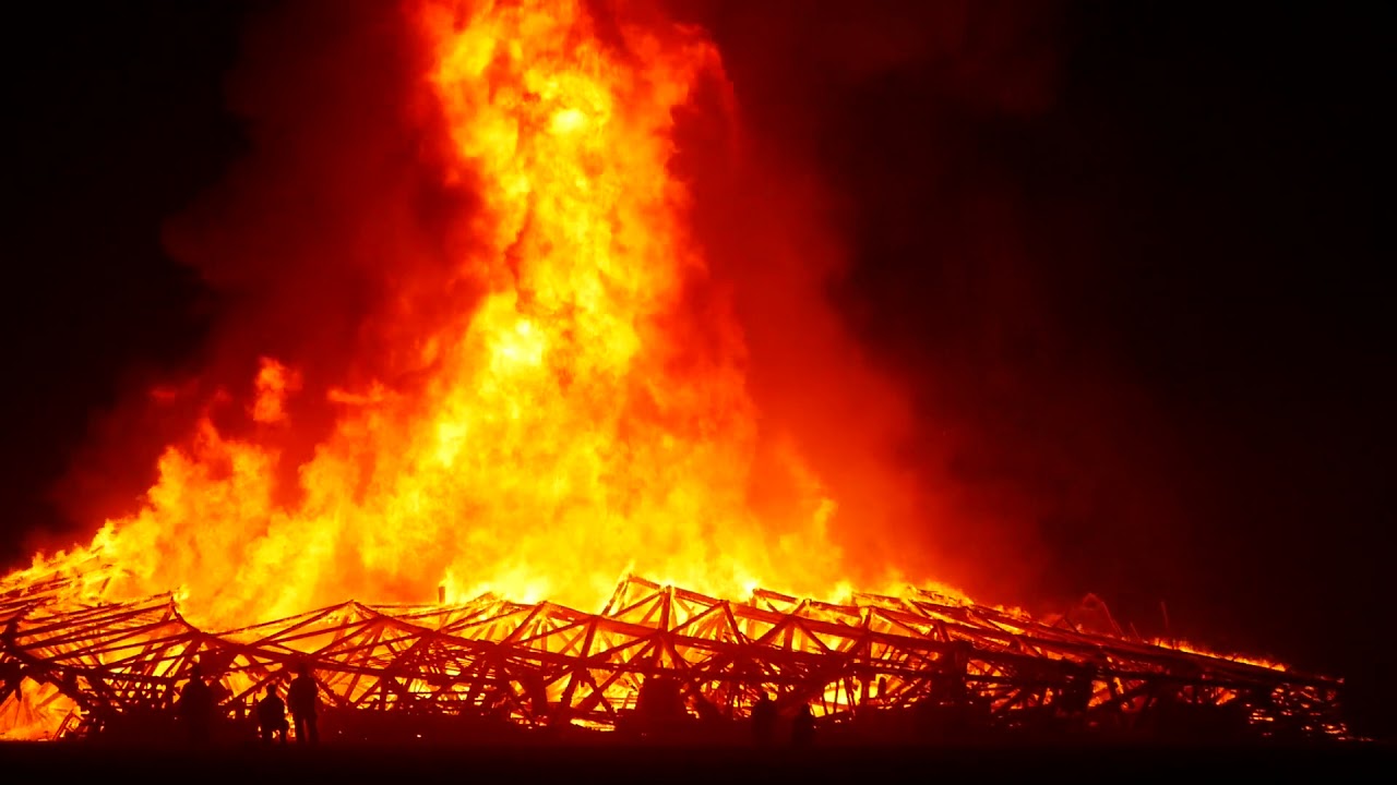 2018 Galaxia Temple Burn and Collapse at Burning Man 2018
