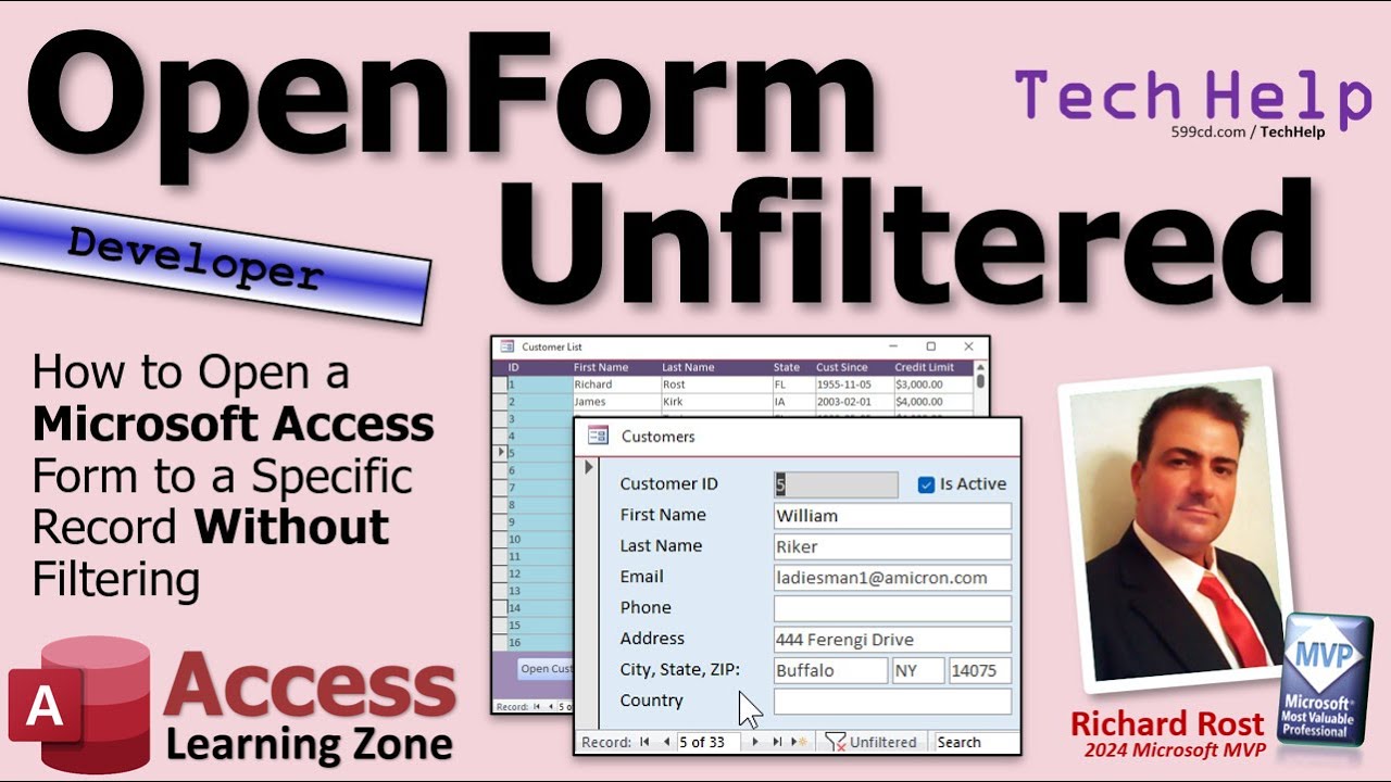How to Open a Microsoft Access Form to a Specific Record Without Filtering