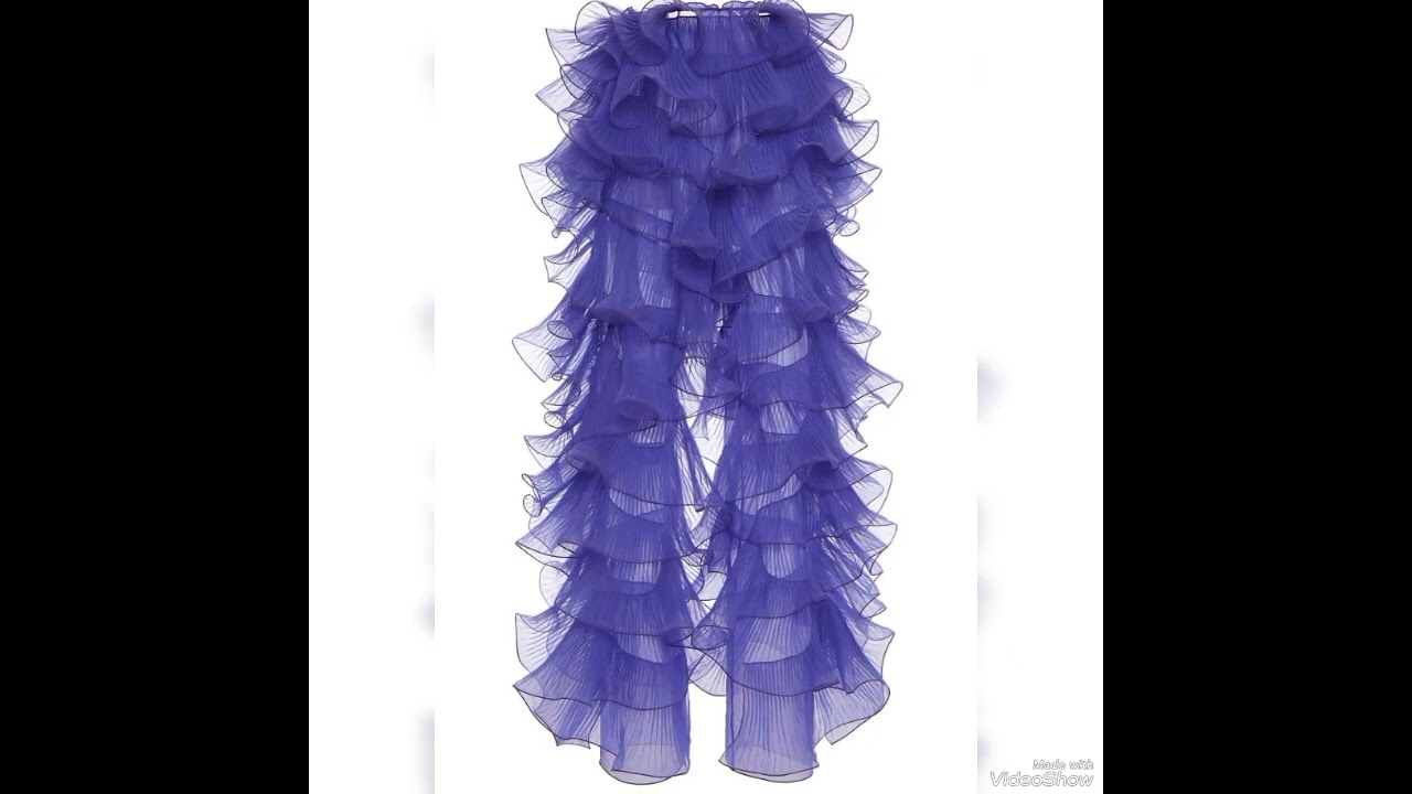 Luxurious  Fashion Balmain silk ruffled lace wide leg pants designs