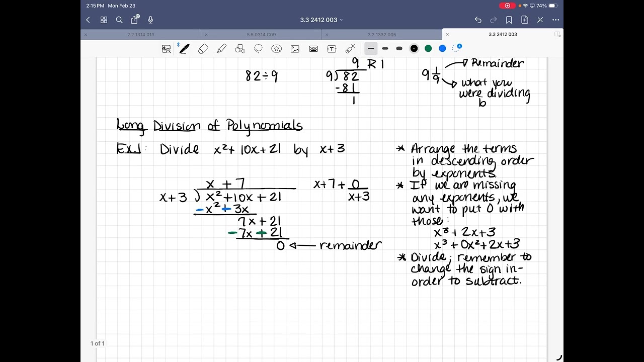 Section 3.3 - Dividing Polynomials