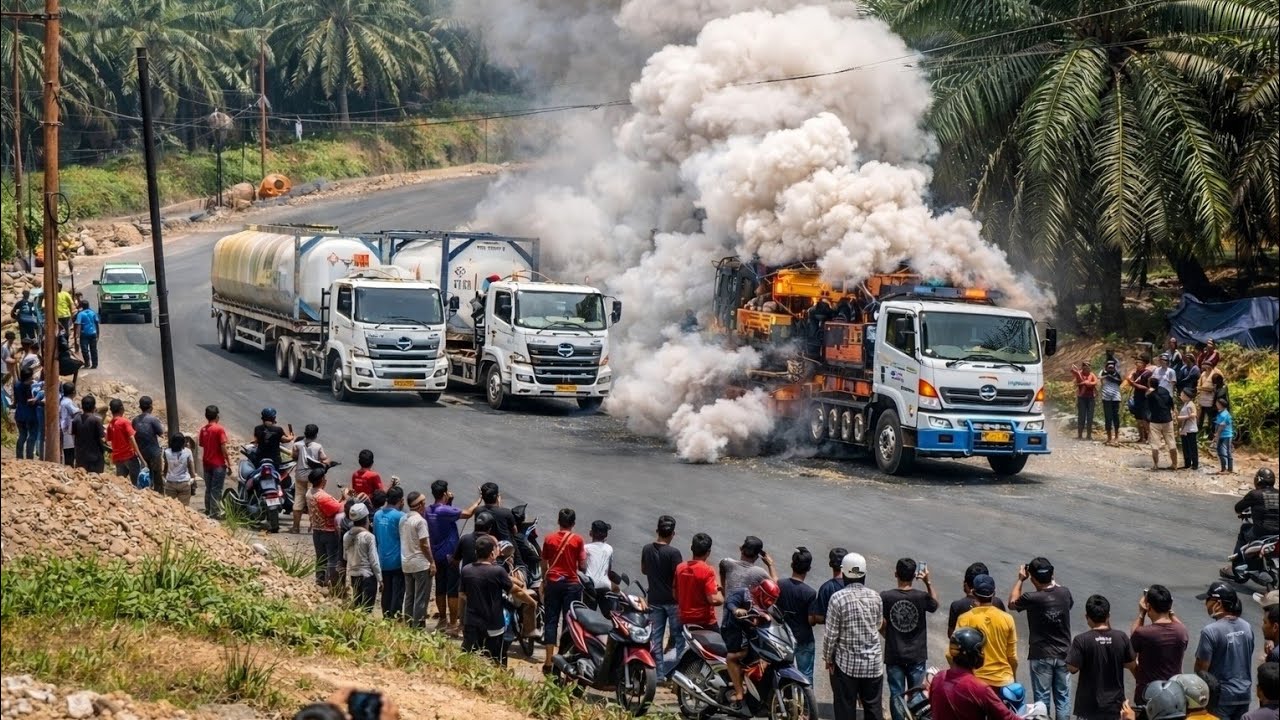 Truck Trailer Hino Isotank Berlomba Melewati Tanjakan Bukit Kodok || Moment Truck 