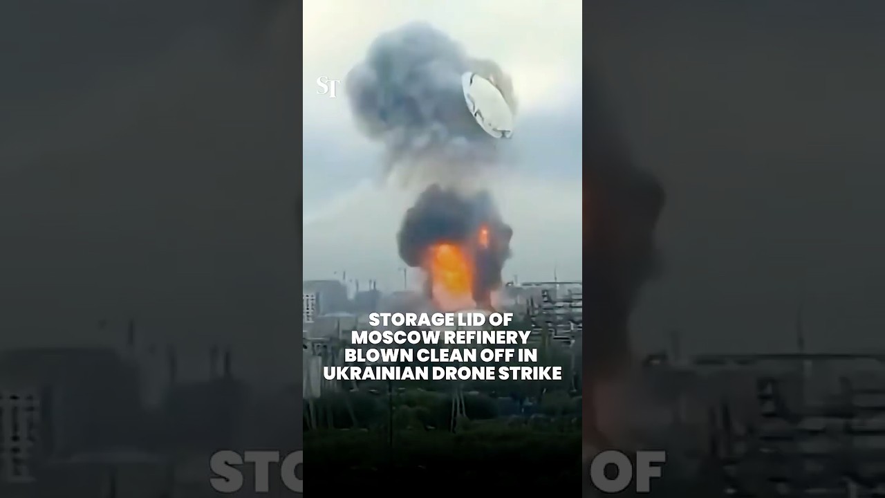 Ukrainian drone strike sends storage lid flying off Russian refinery