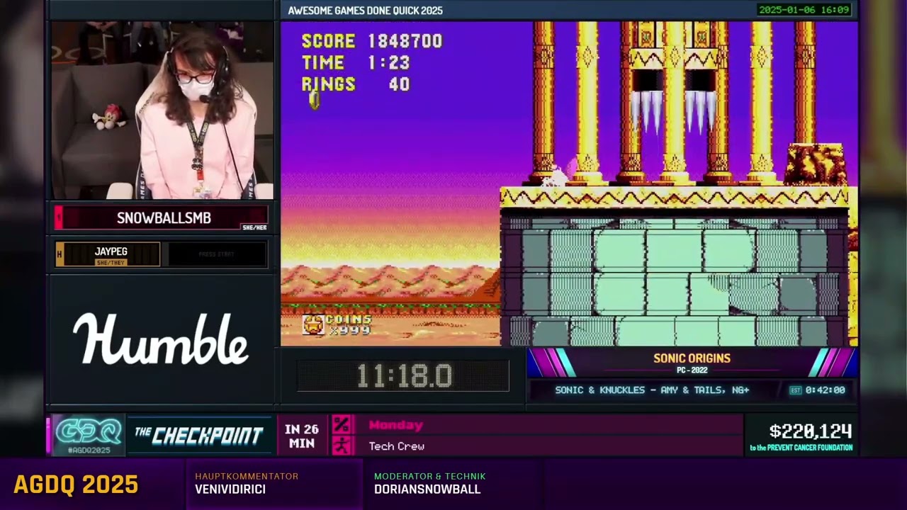 [GER] AGDQ 2025 Restream - Sonic Origins Sonic & Knuckles - Any & Tails NG+ von SnoballsMB