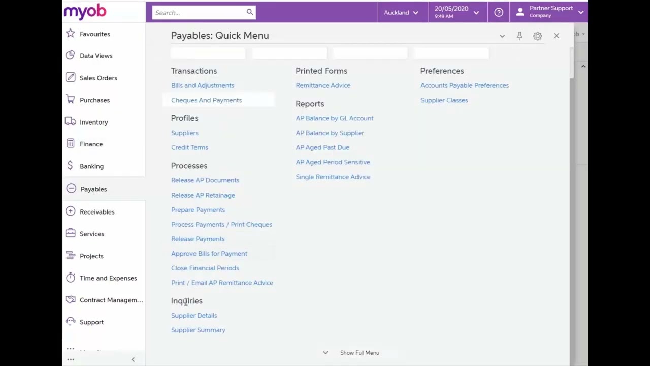 MYOB Advanced Training - Finance - Accounts Payable - Voiding AP Payment