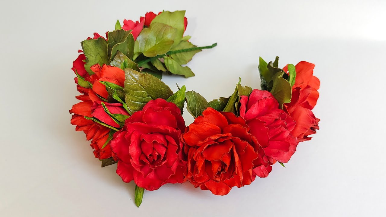 Объемный ободок роз из фоамирана/DIY/Bezel of roses from foamiran