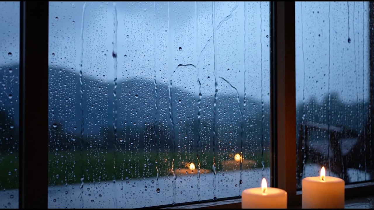 Rain on Window | Cozy Candlelight & Calm Indoor Ambience | 1 Hour | No Music
