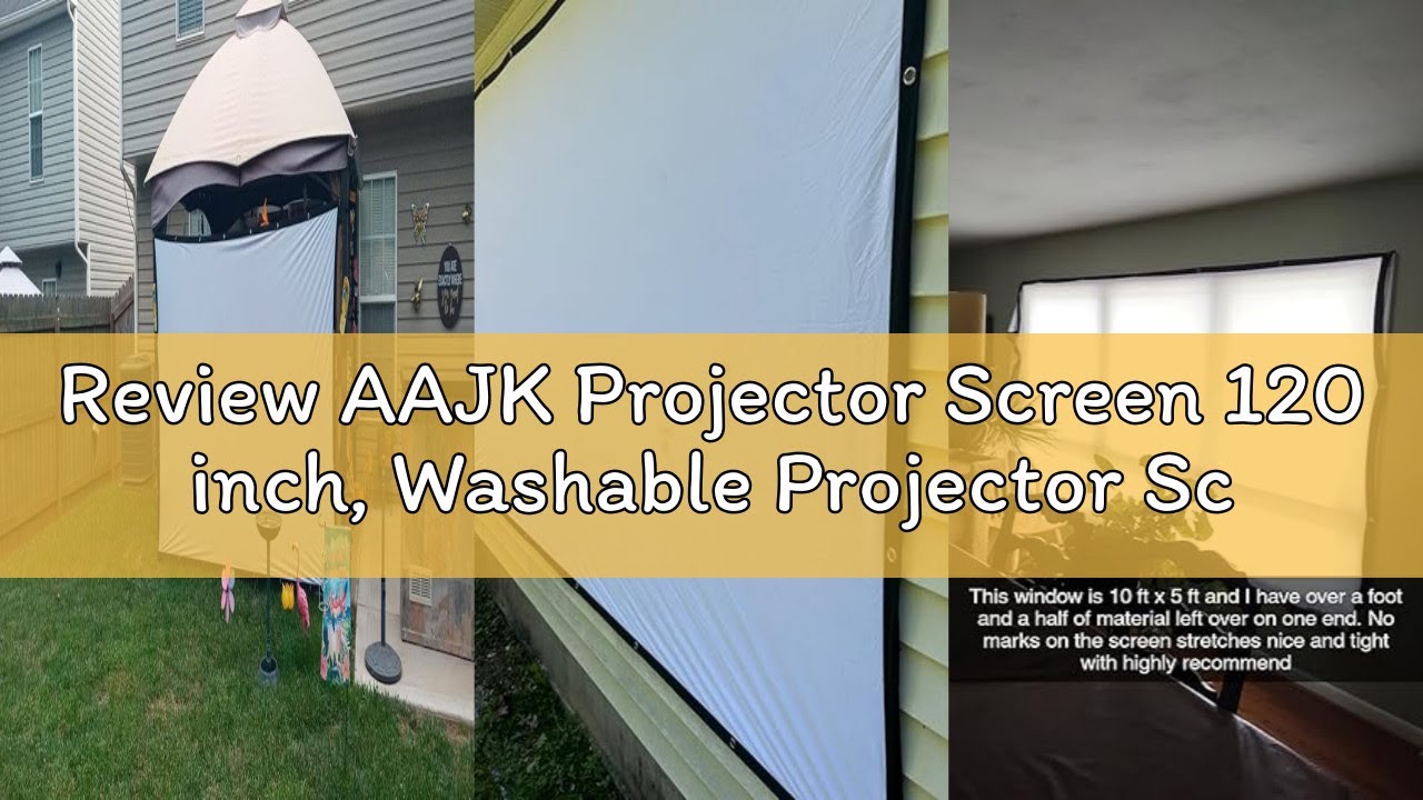 Review AAJK Projector Screen 120 inch, Washable Projector Screen 16:9 Foldable Anti-Crease Portable