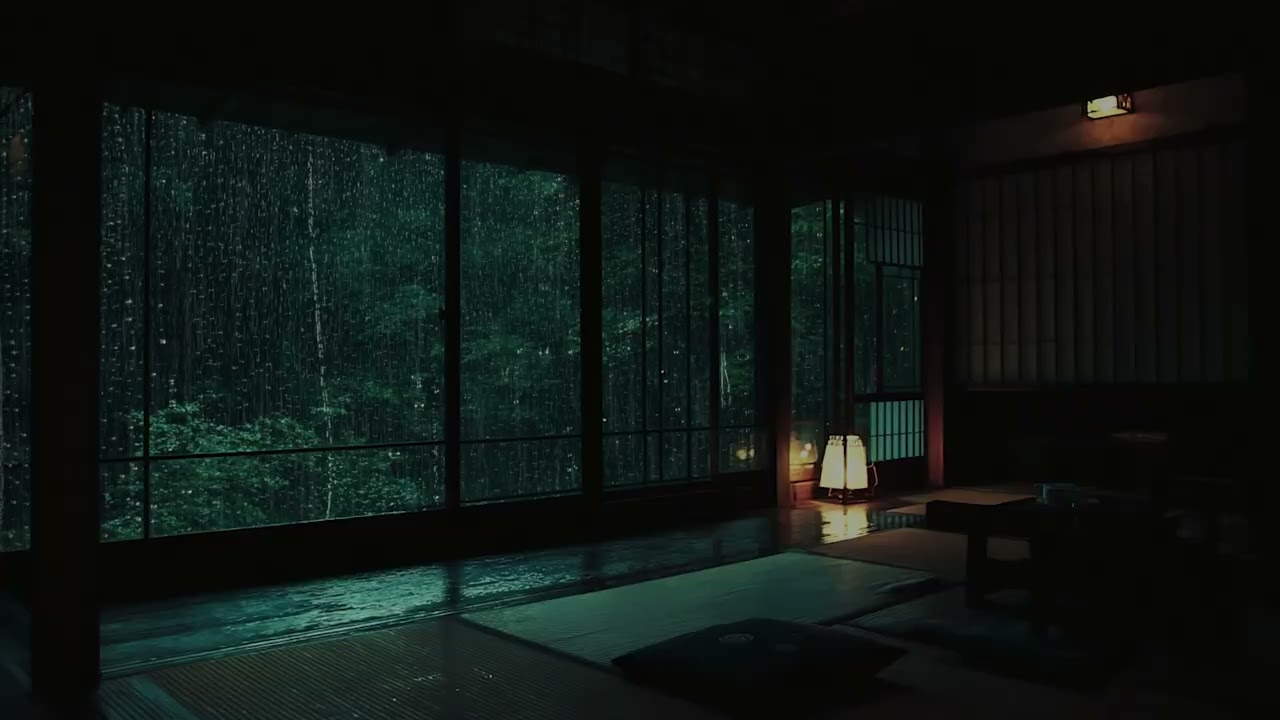 Rain in a Peaceful Spring Garden 🌧 (No Ads) | Dark Bedroom Night Ambience for Deep Sleep