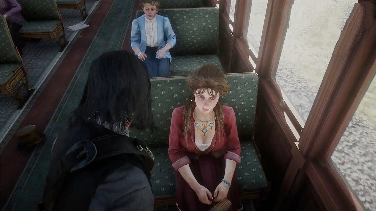 What happens when John meets Mary-Beth again on the train?