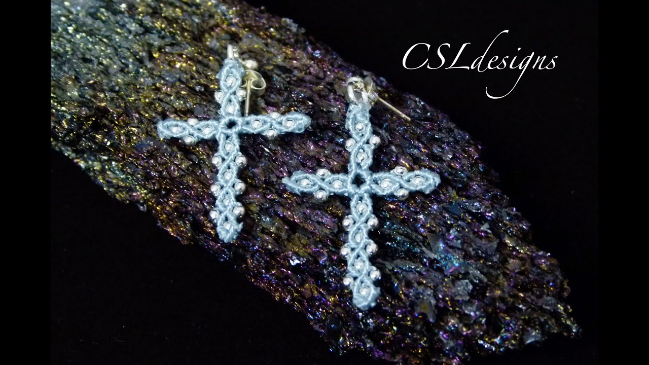 Micro macrame cross earrings | Easter