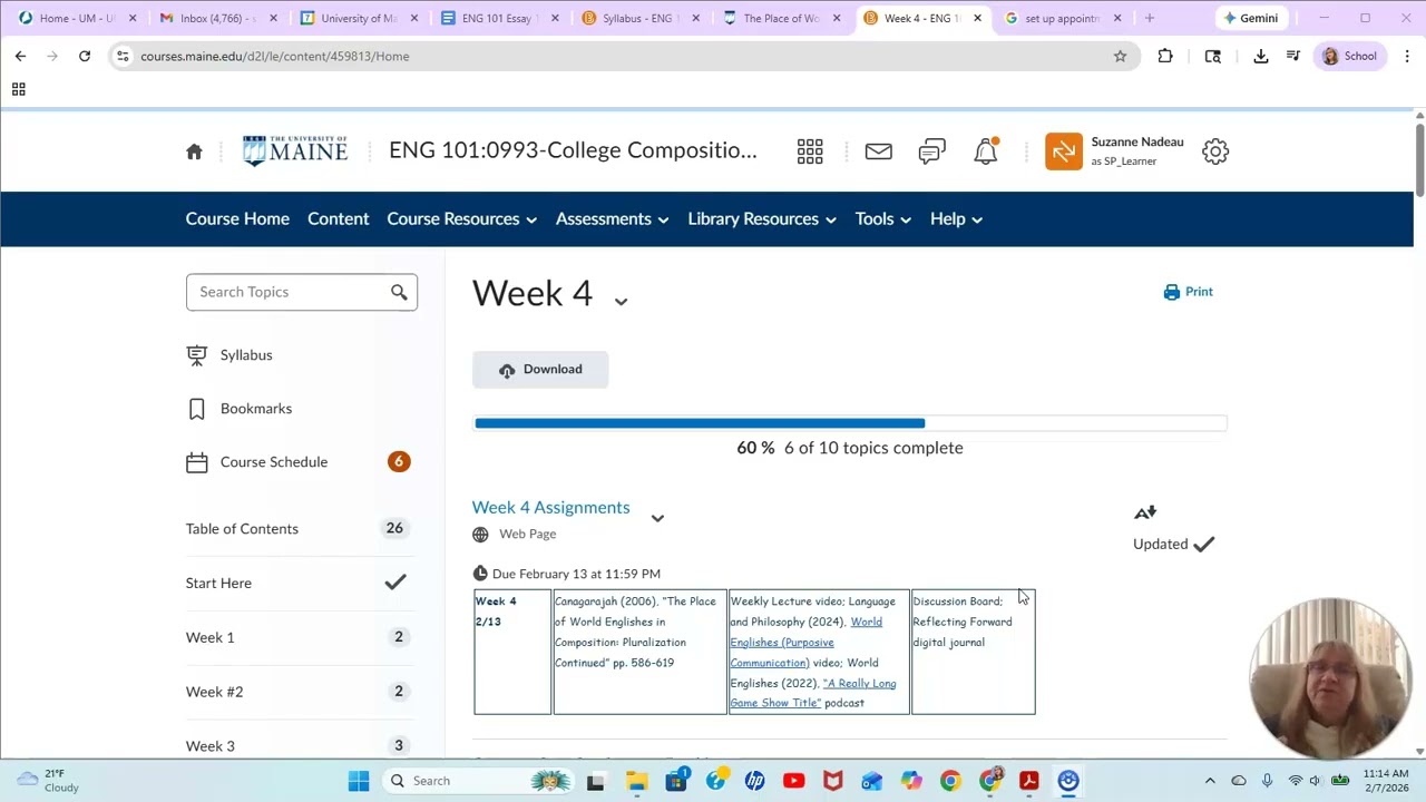 ENG 101 Sp 26 Week 4 Overview