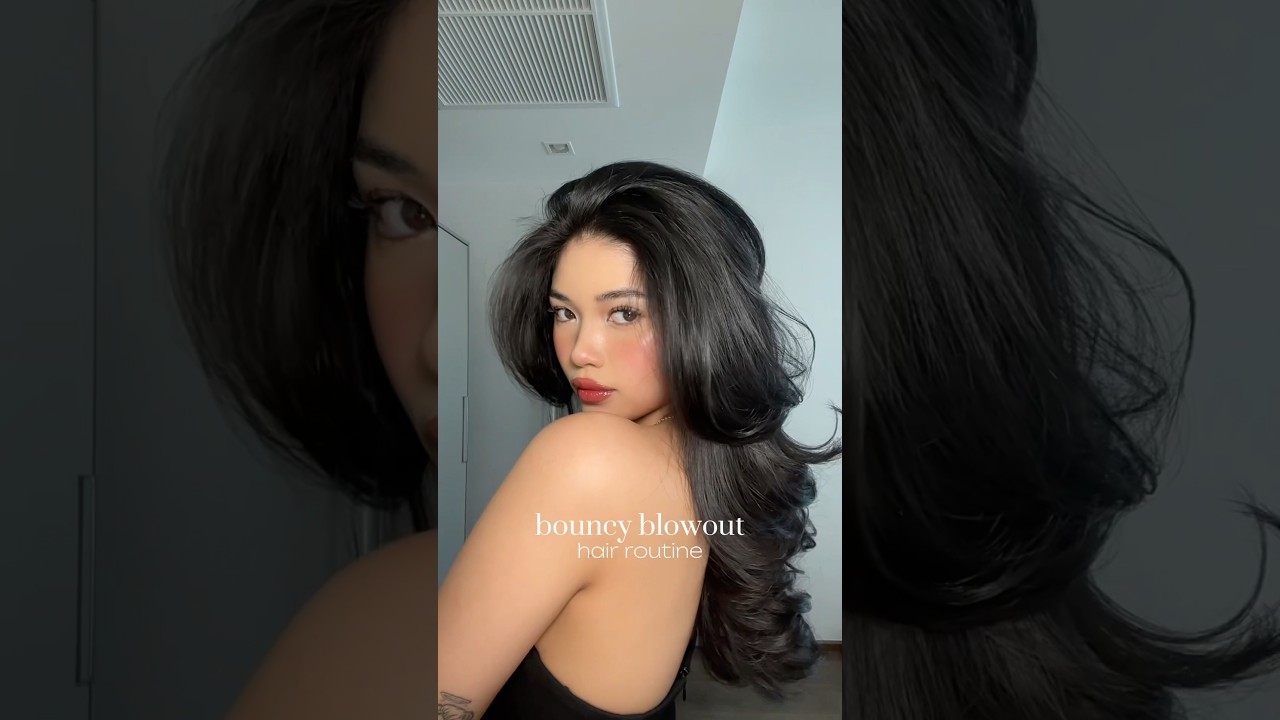 My 90s Bouncy Blowout Hair Routine 🎀⭐️ #hairtutorial #blowouthair #hairstyle