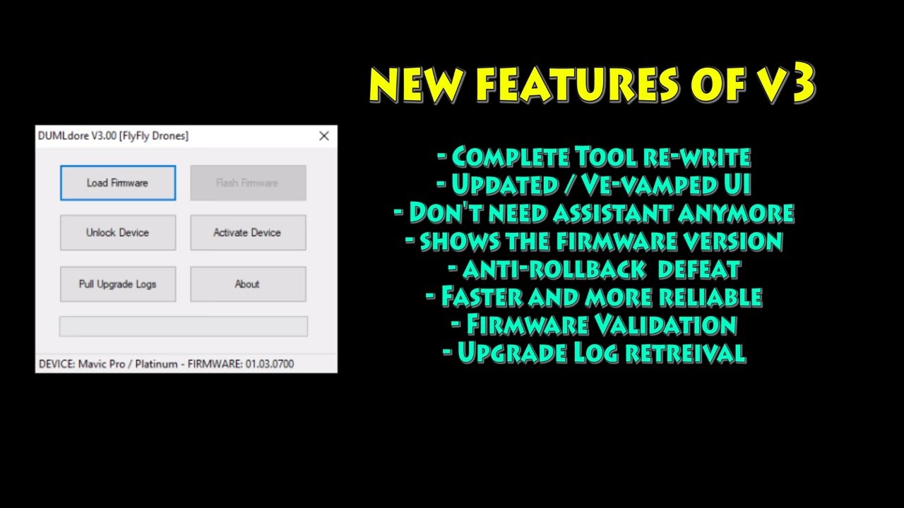 Using the new dumldore v3 tool to flash, unlock, activate your Mavic, P4, Inspire 2 and Spark