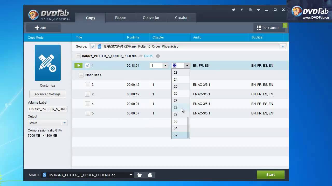 Copy DVD with custom mode