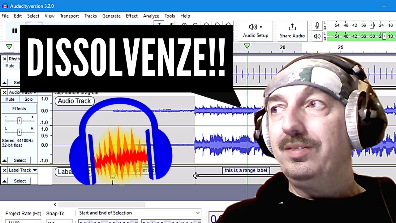 AUDACITY Come fare le DISSOLVENZE in entrata e in uscita - Tutorial in italiano - FADE IN e FADE OUT