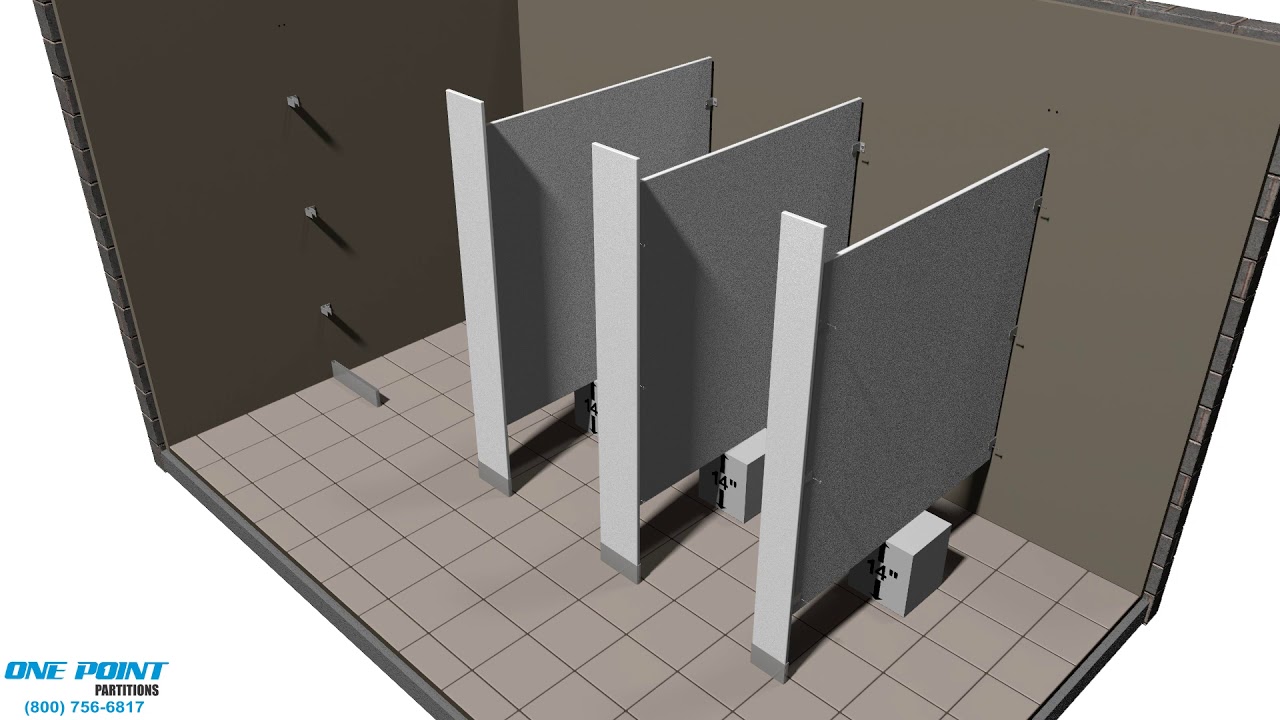 Toilet Partition Installation of Solid Plastic with Wrap Hinges - 021418