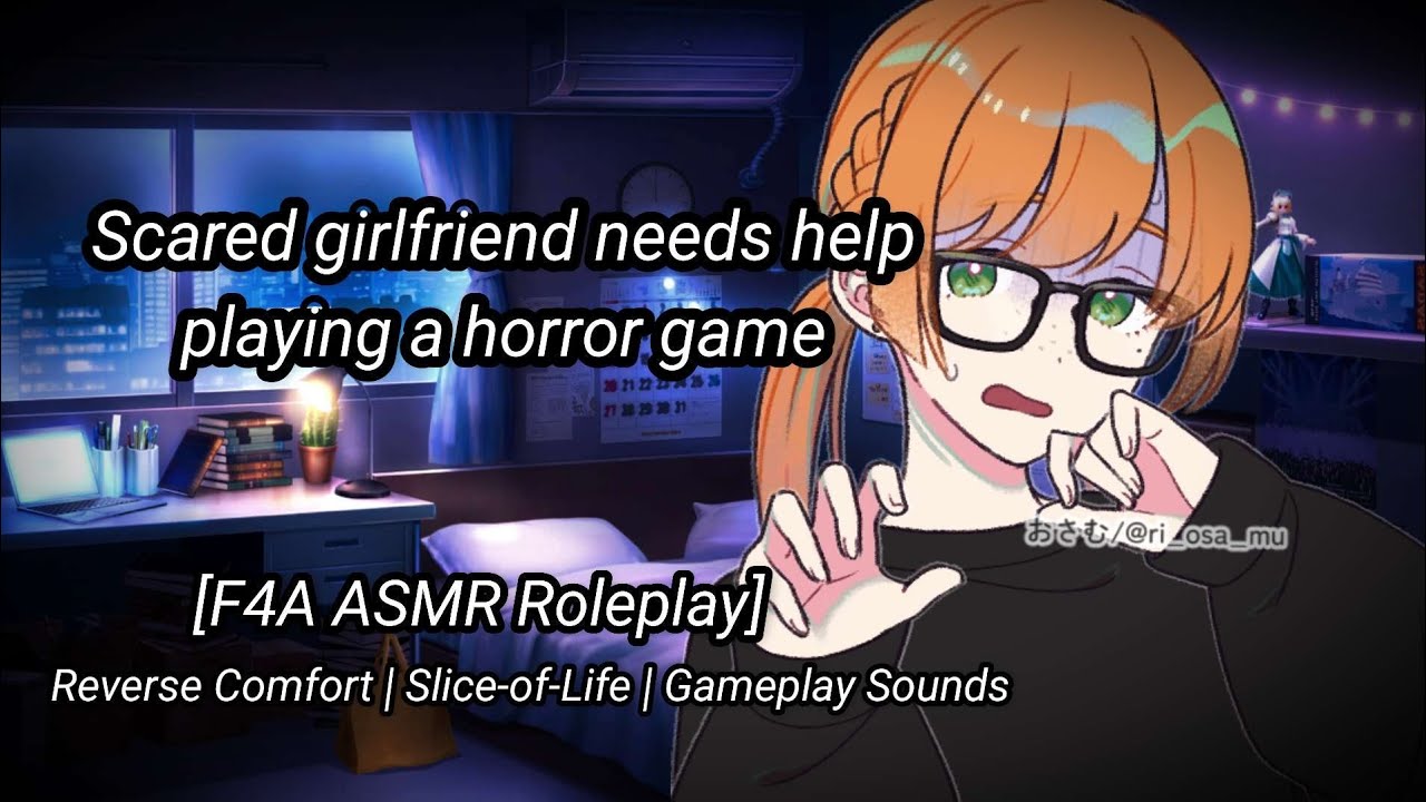 F4A ASMR Roleplay || scared girlfriend needs help playing a horror game [Reverse Comfort] [Kissing]
