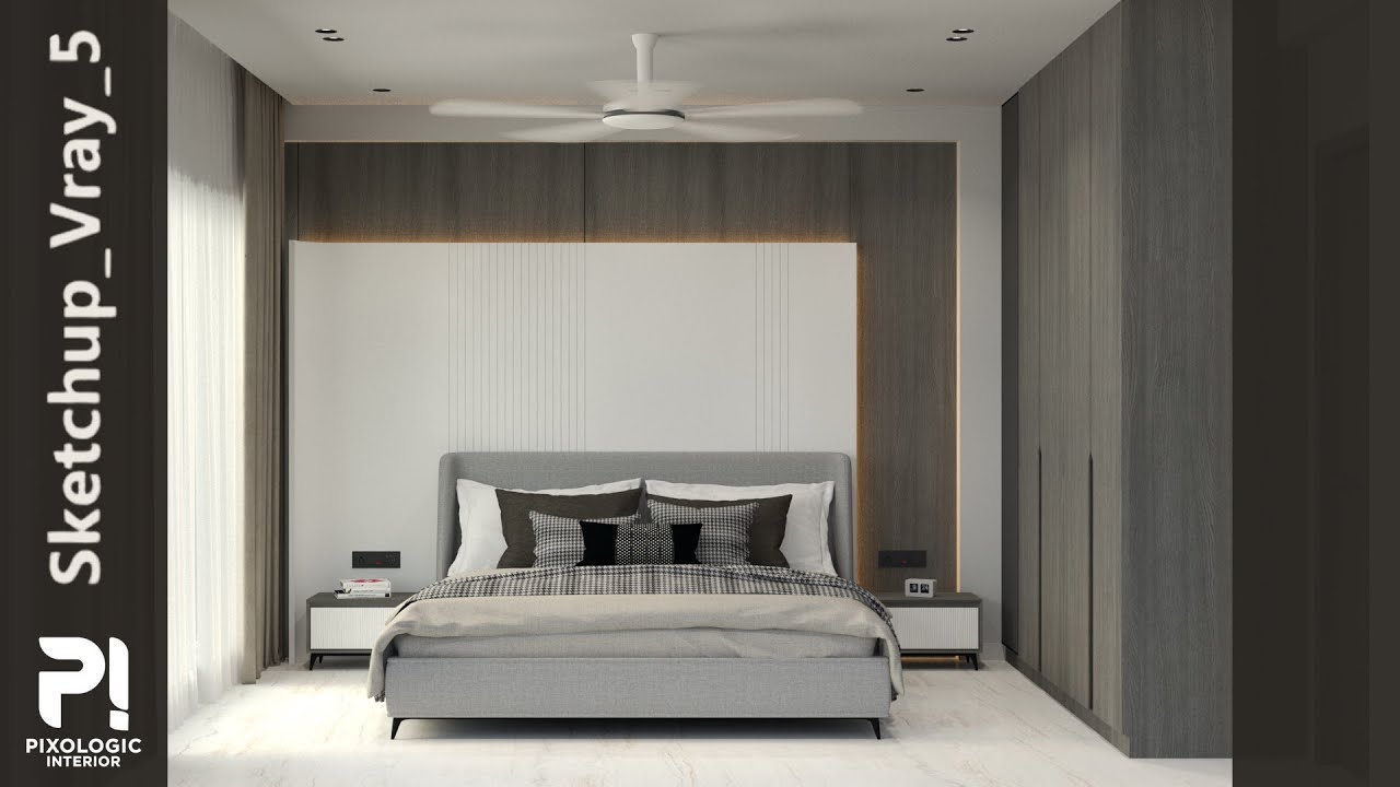 Realistic Bedroom Design , Complete Sketchup Tutorial | V-Ray | Pixologic Interior