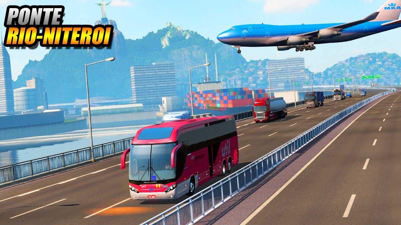 PASSANDO PELA PONTE RIO NITEROI SENTIDO RIO DE JANEIRO !!! EURO TRUCK SIMULATOR 2 MOD BUS - G27