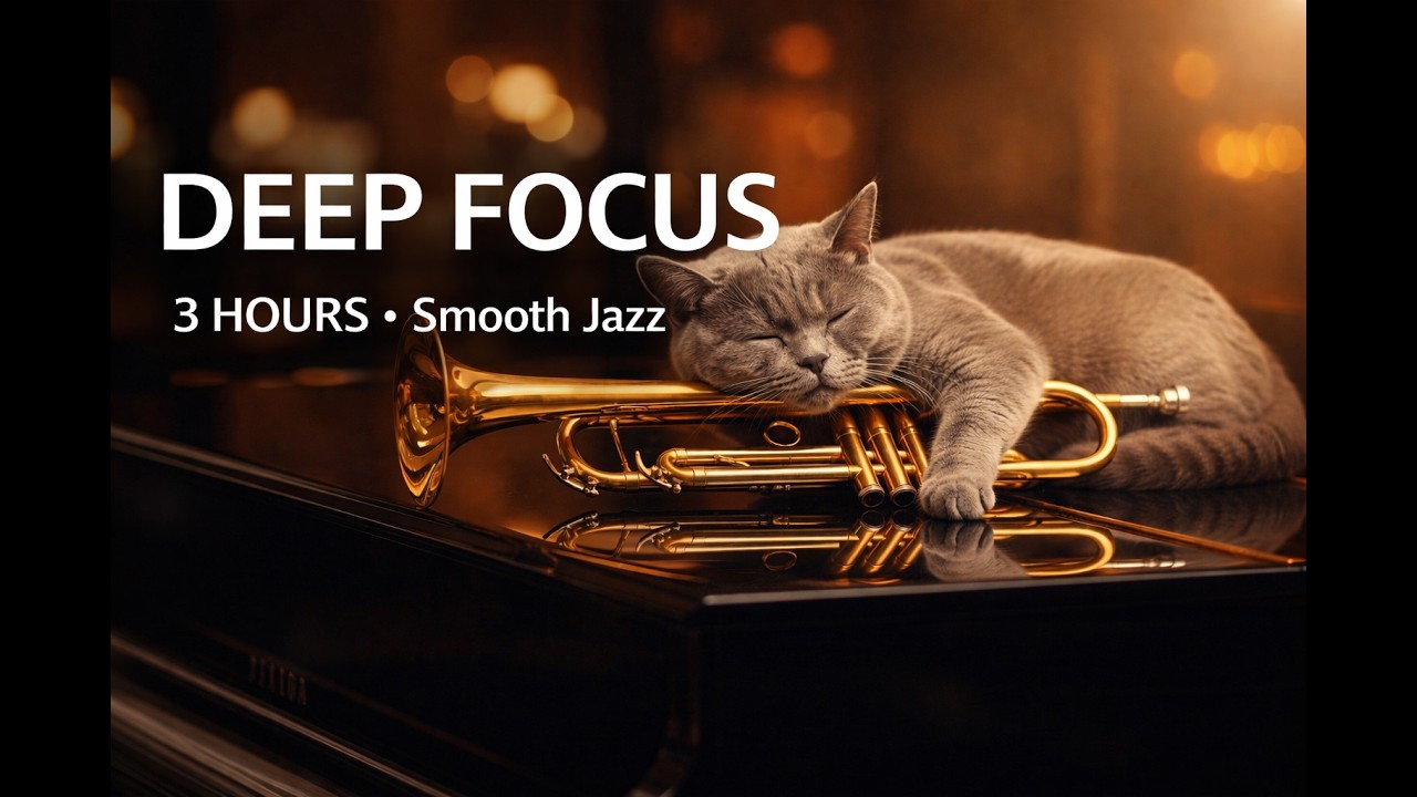 Sleeping Cat on Piano ☕ Smooth Jazz for Deep Focus (3 Hours)