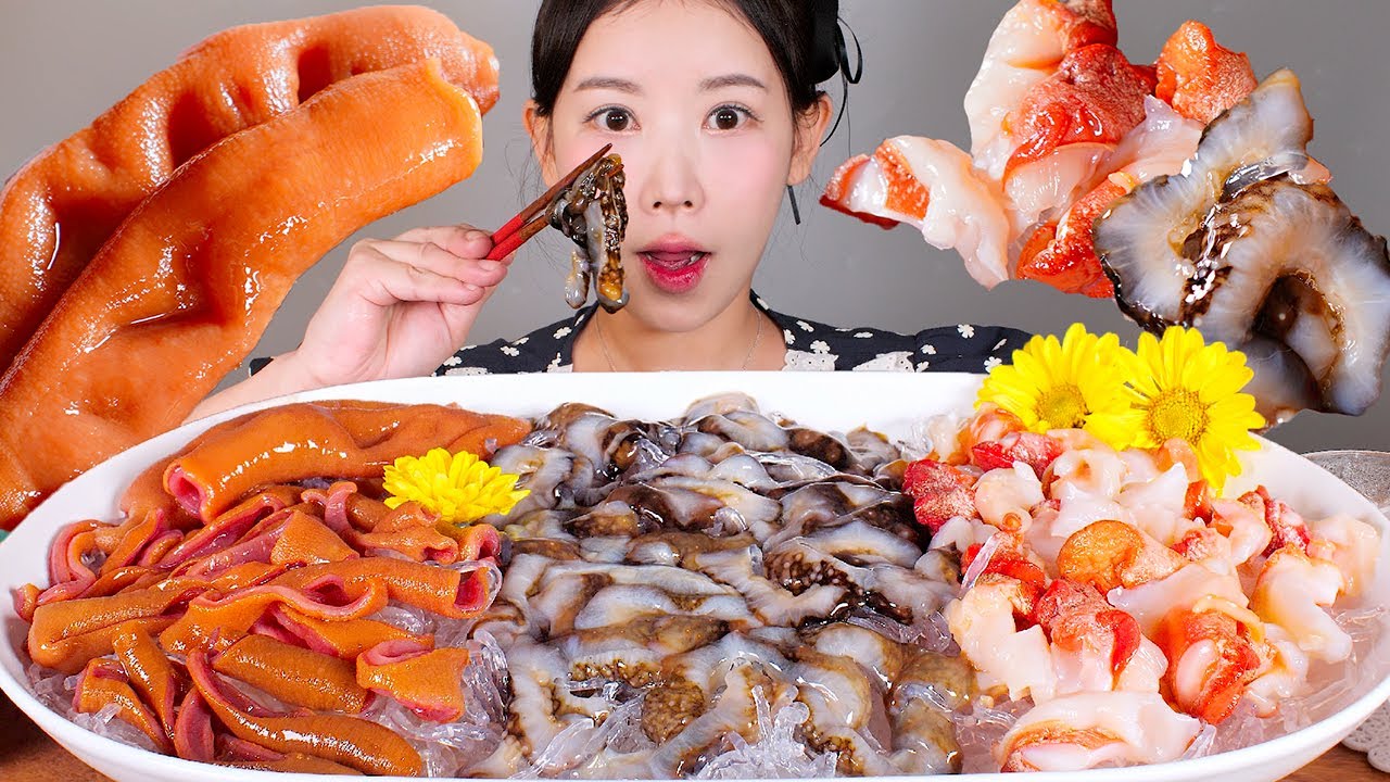 해저 20m 그대로 퍼왔습니다...🤭 참개불 해삼 촛대고동 먹방 Spoon Worm & sea whelk & sea cucumber mukbang korean food