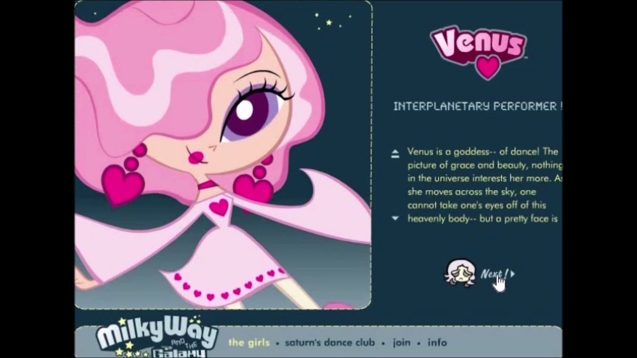 Milky Way and the Galaxy Girls Website with Fanmade Music