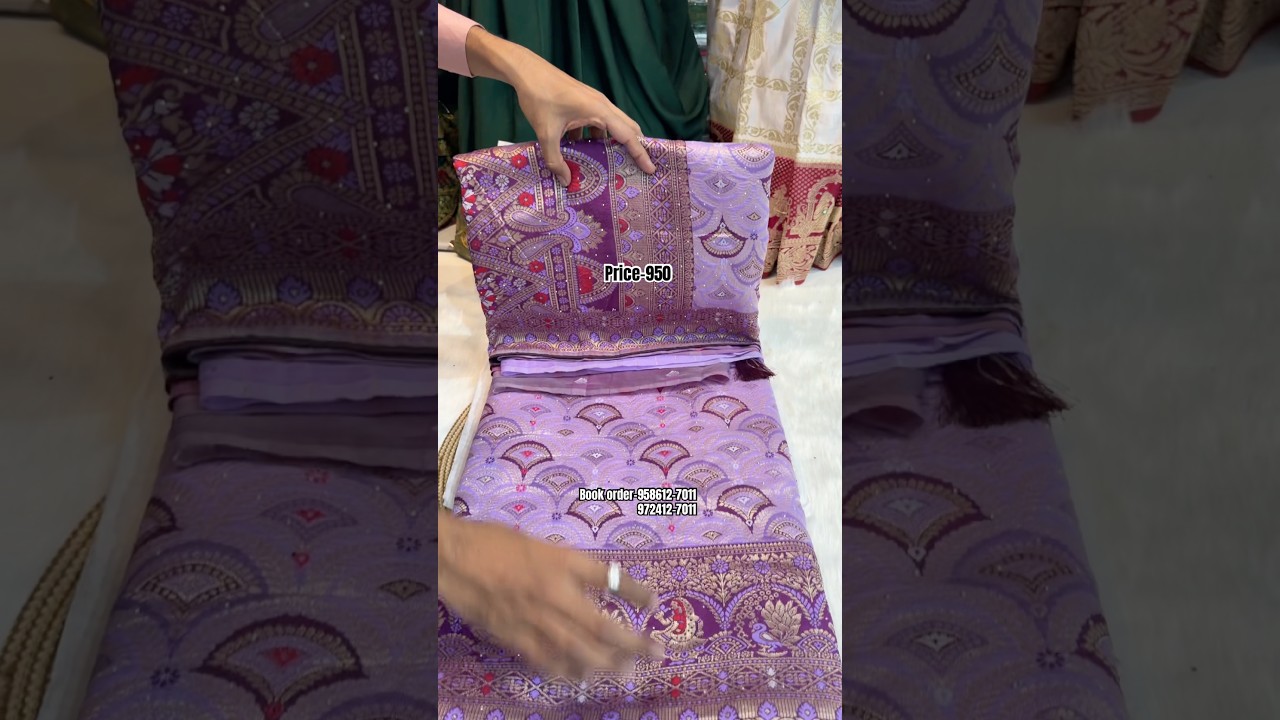A very beautiful pure dola silk purple colour Sarees #trending #saree #new #sho #viral #video#fancy￼