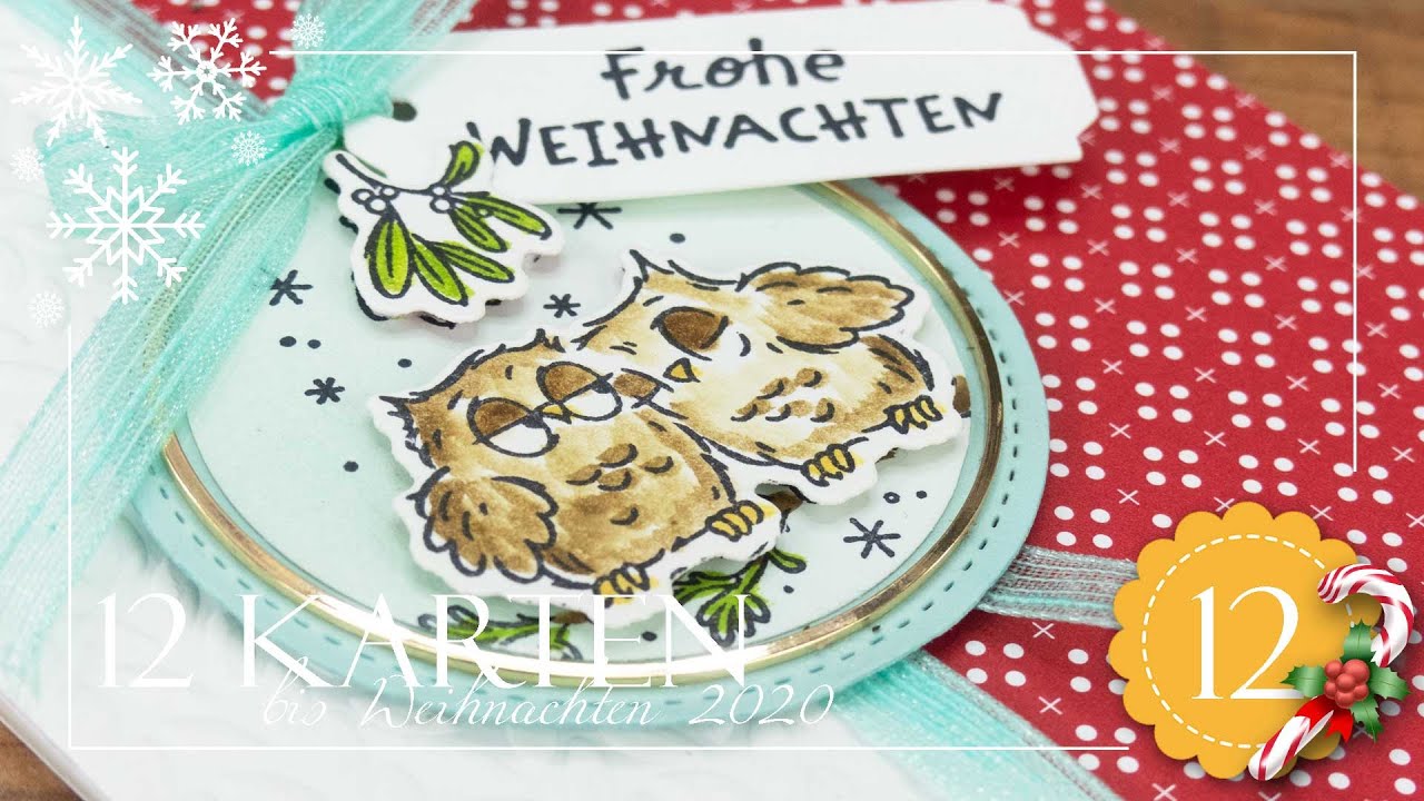 12 Karten bis Weihnachten 2020 #12 | Weihnachtseulen unterm Mistelzweig