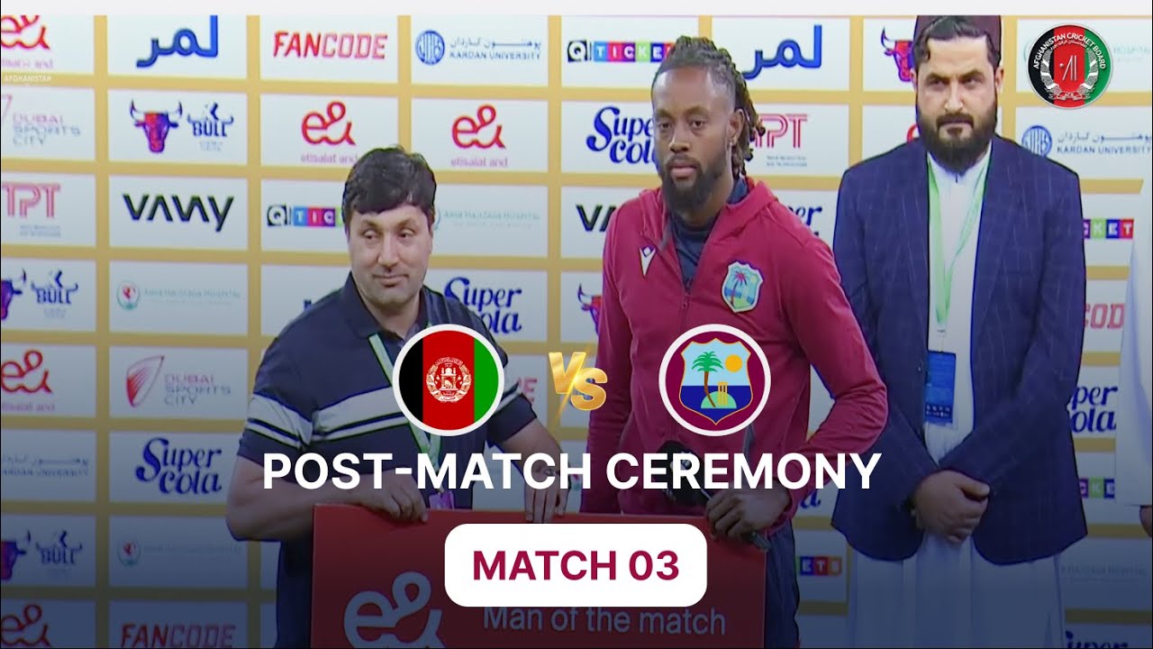 Post-Match Ceremony | Afghanistan vs West Indies 2026 | 3rd T20I | Jan 22 | Dubai | ACB | 321J