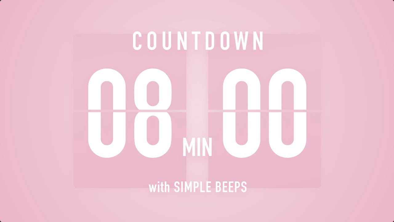 8 Minute Countdown Timer 🌸 Flip Clock with Simple Beeps 🔔