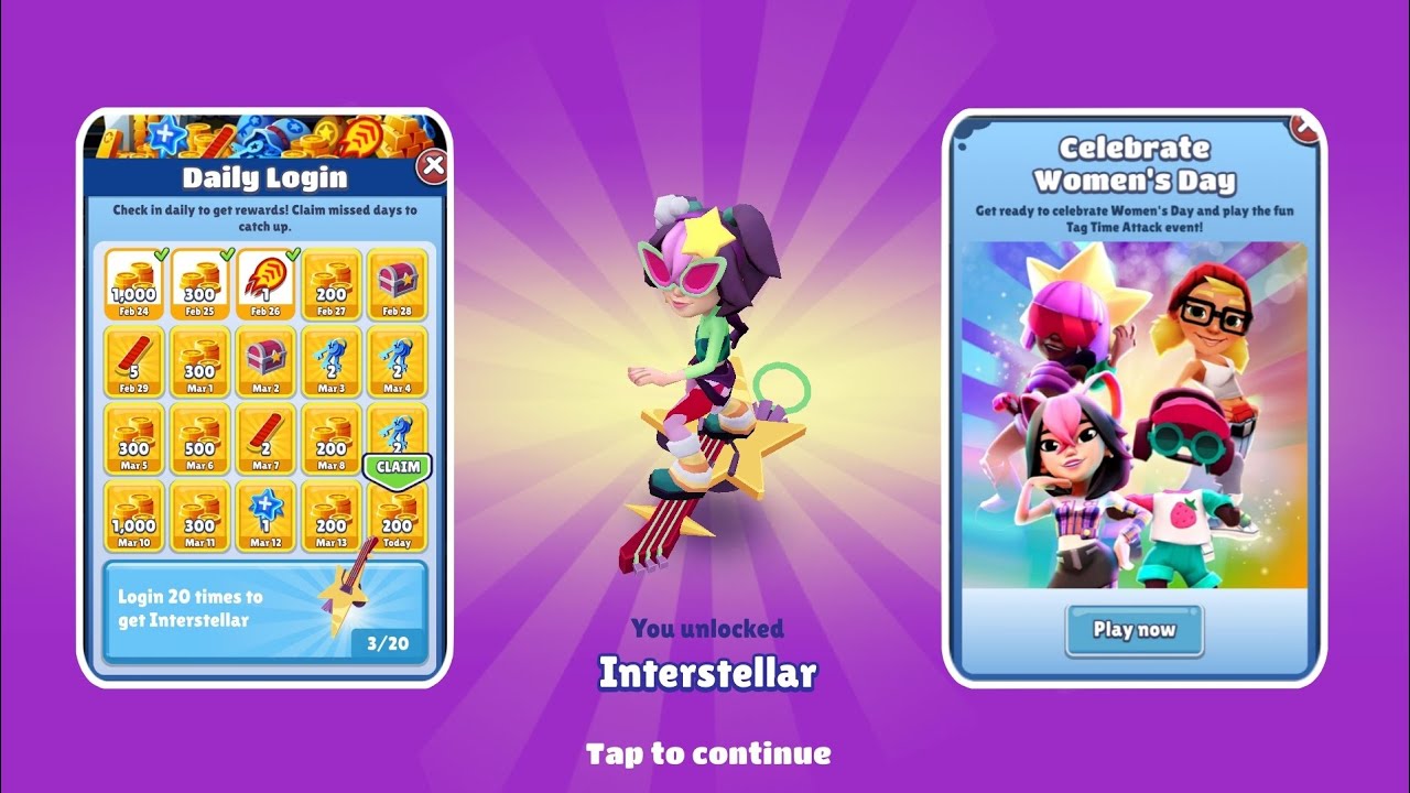 Subway Surfers Upcoming Women's Day Run & Calendar by Time Travel Subway Surfers Vegas Queen 2024