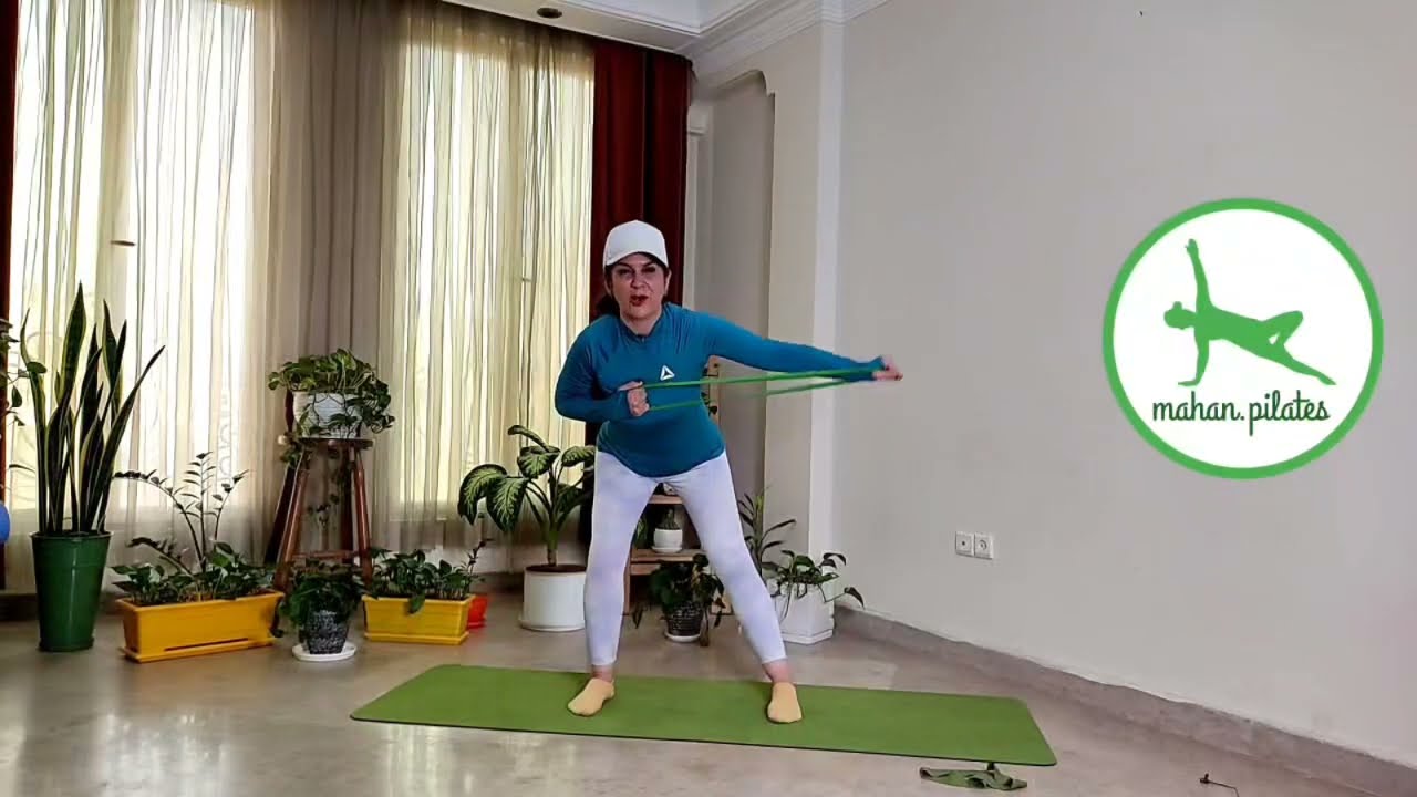 ورزش در منزل/تمرینات پیلاتس با کش