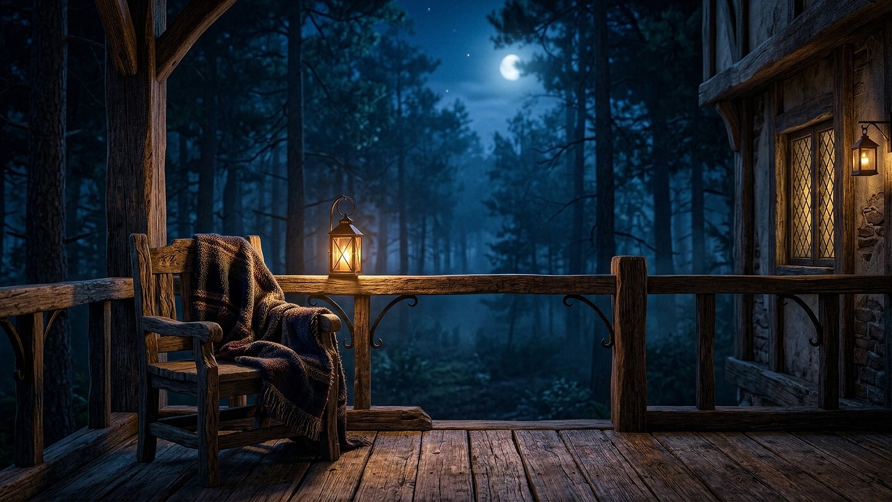 Moonlit Tavern Terrace – Calm Fantasy Night Ambience (2h)