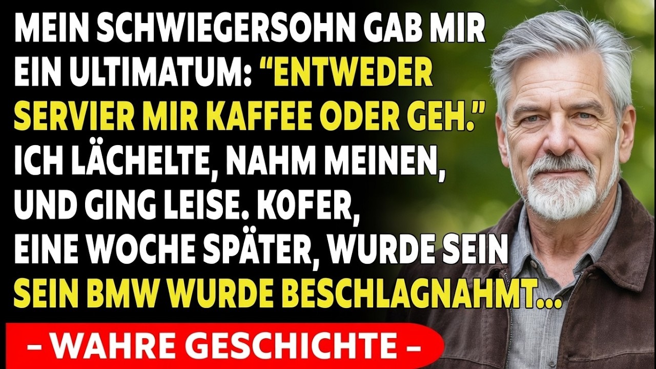 Mein Schwiegersohn trat gegen meinen Stuhl und sagte ich soll ihm dienen oder gehen. Ich lächelte…