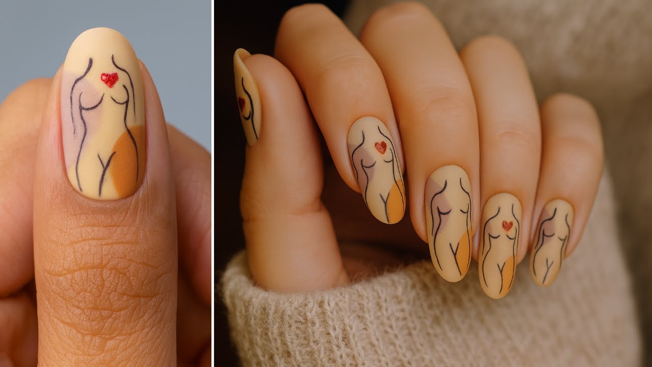 Minimal Nail Art Tutorial: Easy DIY Red Heart Nails