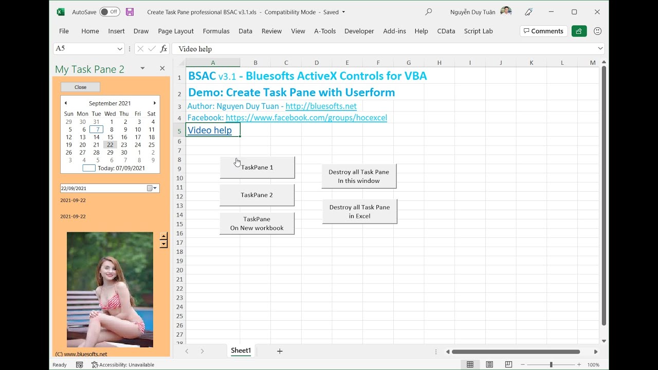 Ví dụ dễ hiểu về tạo Task Pane trong BSAC với BSTaskPane và BSTaskPaneX