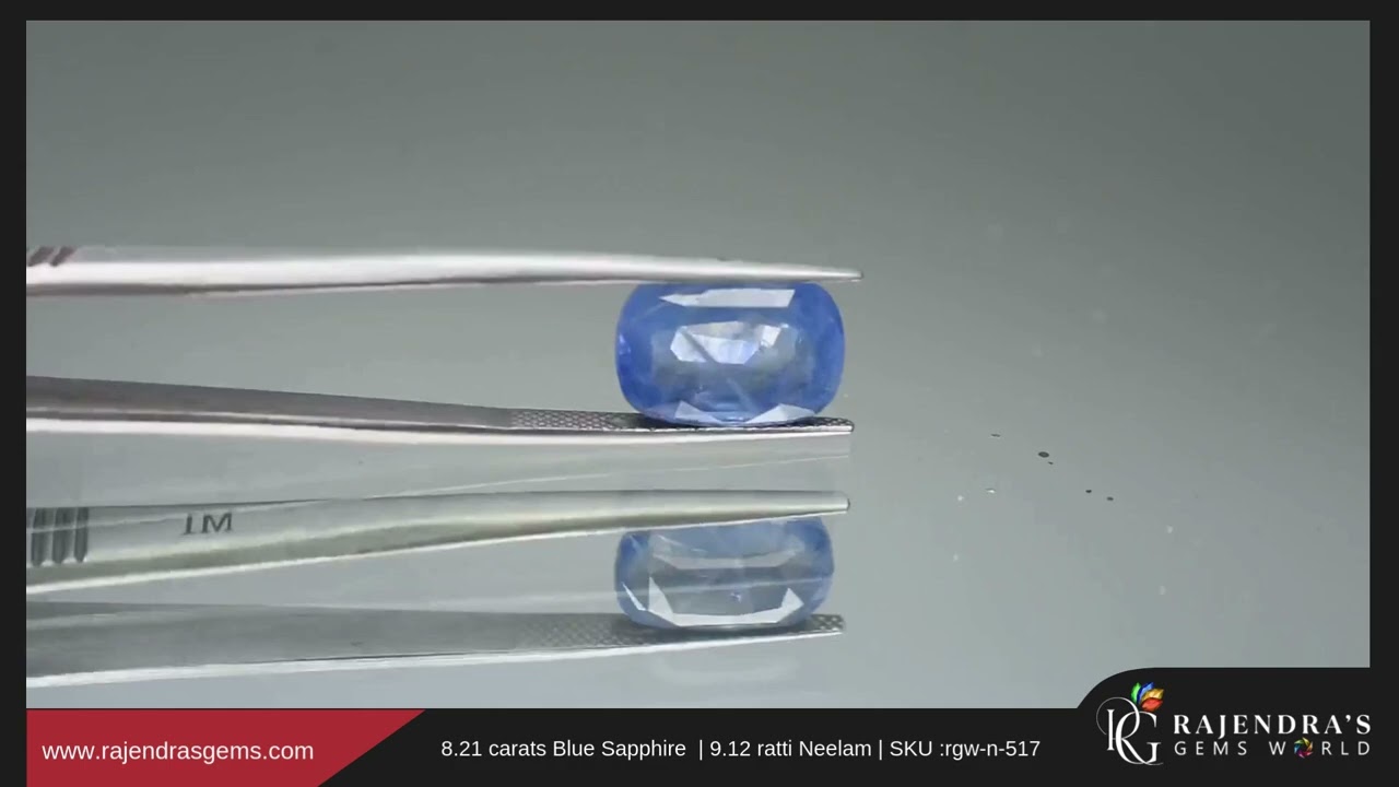 8.21 Carat Blue Sapphire | 9.12 Ratti Neelam | GJEPC Certified Original