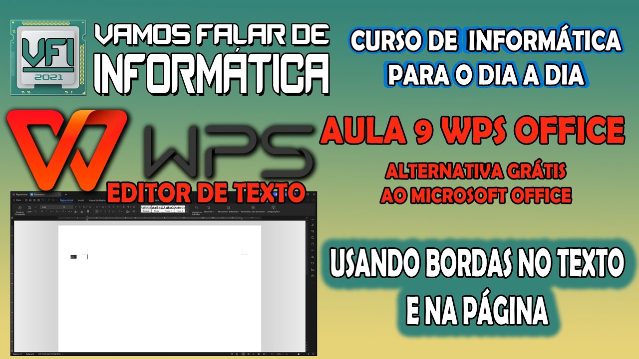 WPS Office Editor Texto | Aula 9 | Usando bordas no texto e na página