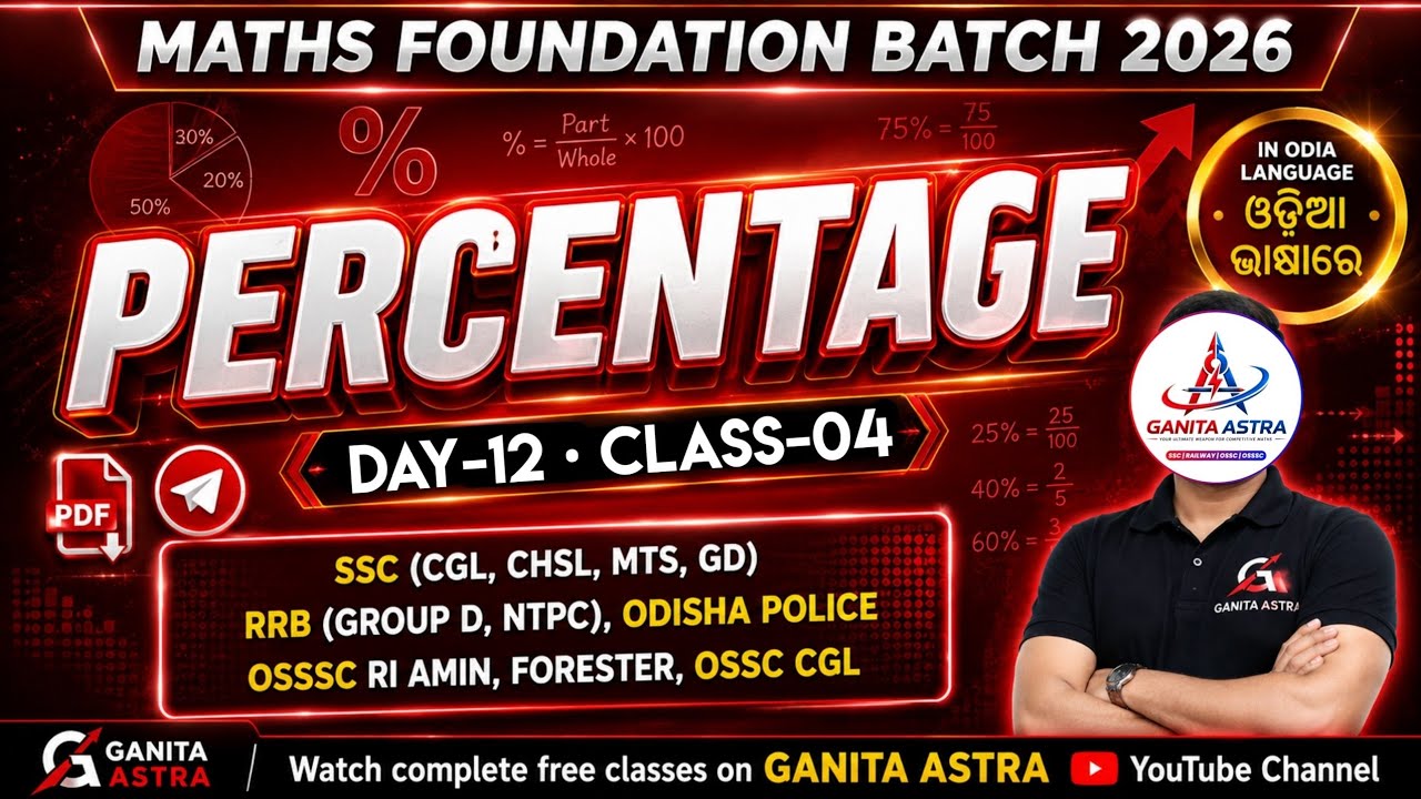 Percentage (Class-04) in odia | Basic concepts & theory | Foundation batch | SSC • RAILWAY • OSSC