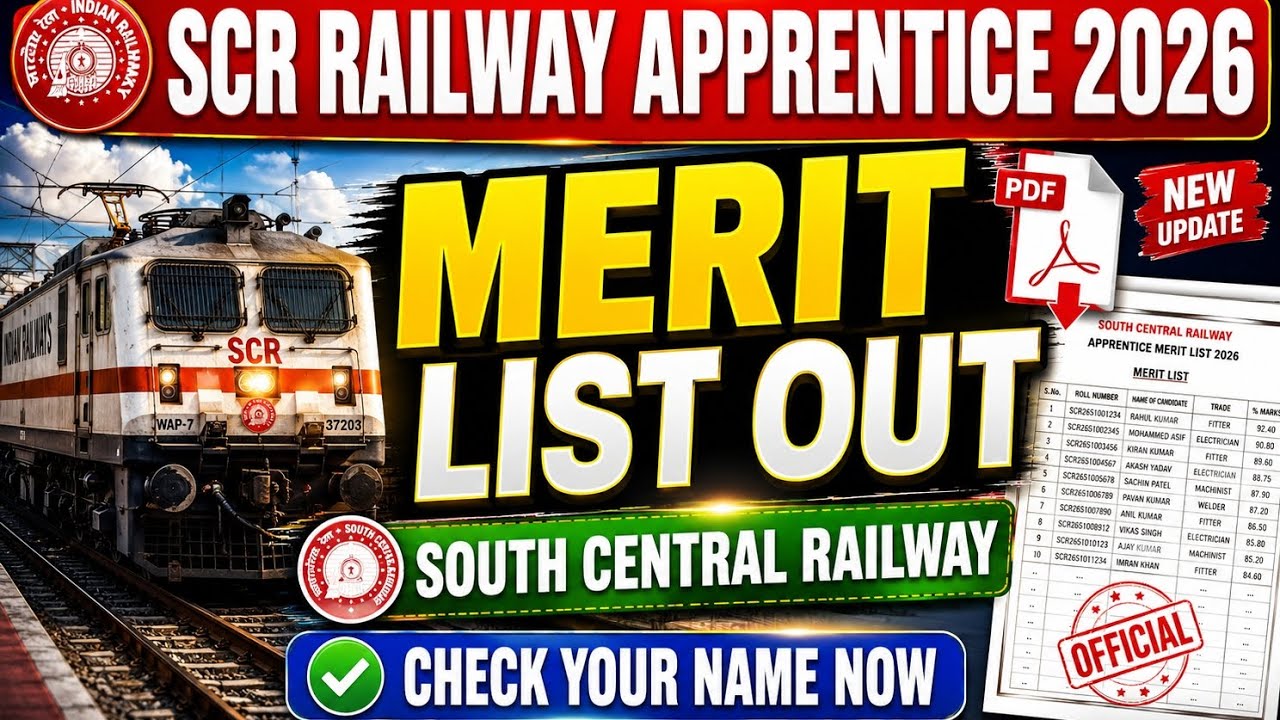 SCR Railway Apprentice Merit List 2026 Out | South Central Railway Result PDF | DV Date |