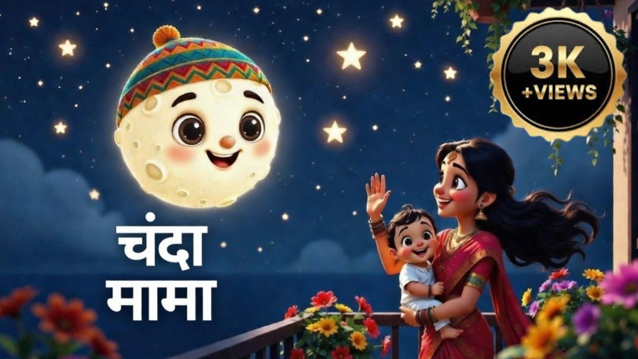 चंदा मामा दूर के 🌙 | Hindi Nursery Rhymes for Kids | Kids Lullaby Song | 3D Cartoon Video