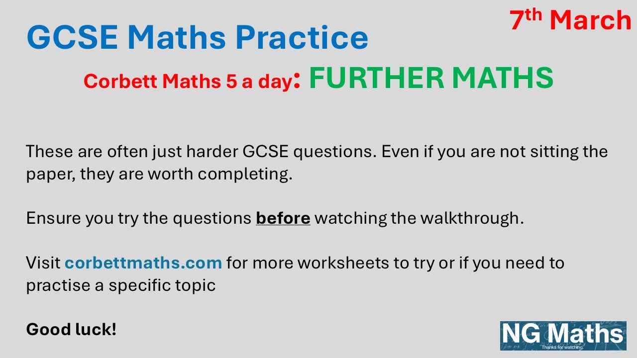 GCSE Further Maths - 5-a-day - 7th March