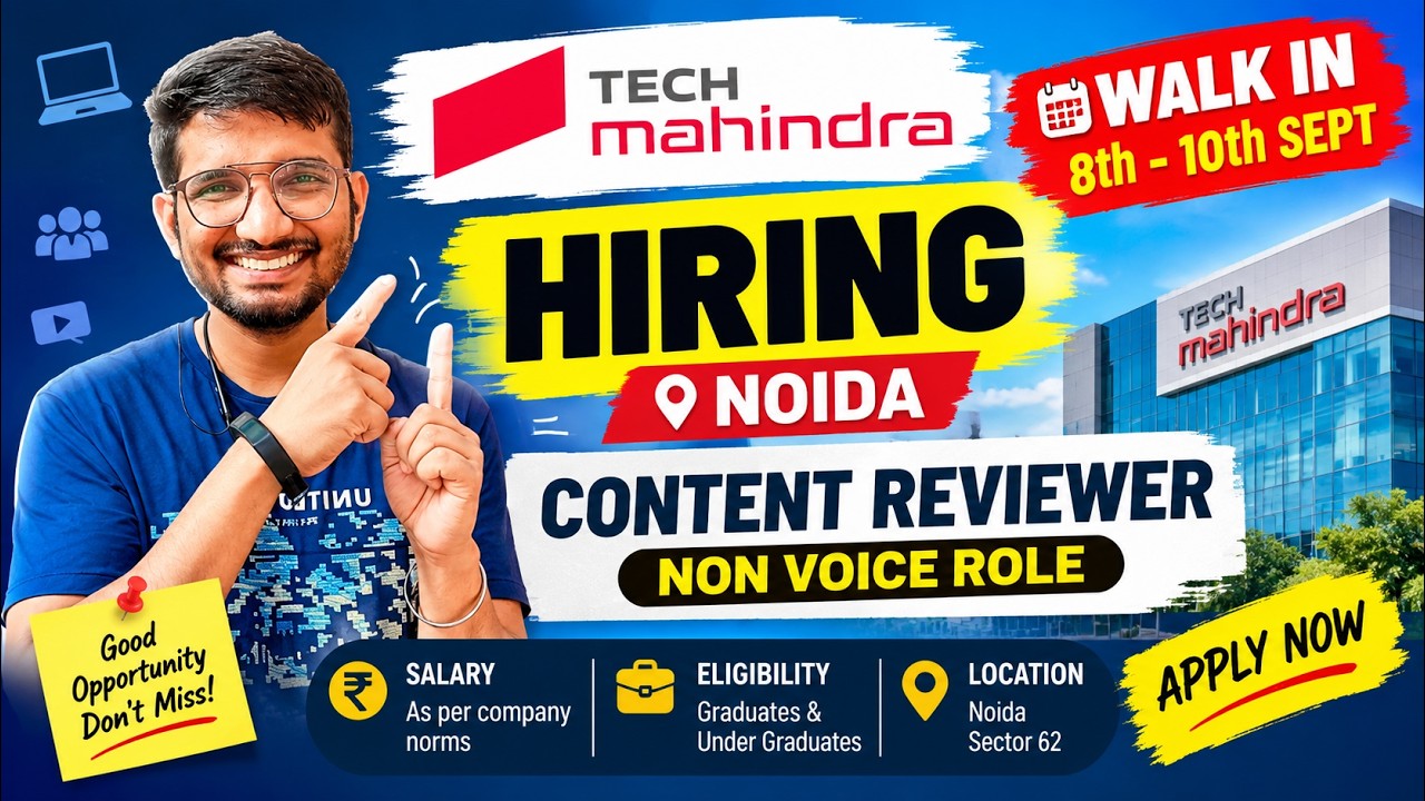 🚨Tech Mahindra Hiring in Noida 2026 | Content Reviewer Jobs | Non Voice Jobs in Noida | Walk In