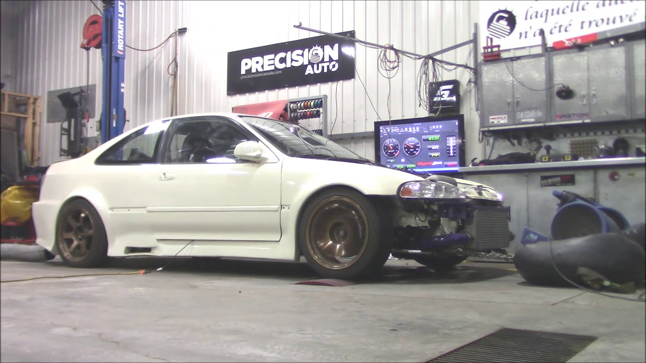 Civic EG Turbo 4piston, Inline Pro, Precision 6466 Gen2 turbo  dyno session 1 at PrecisionAutoCanada
