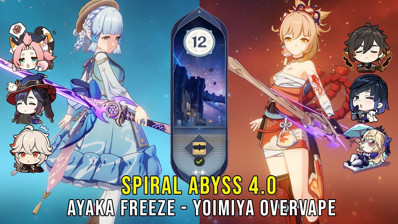 C0 Ayaka Freeze and C0 Yoimiya Overvape - Genshin Impact Abyss 4.0 - Floor 12 9 Stars